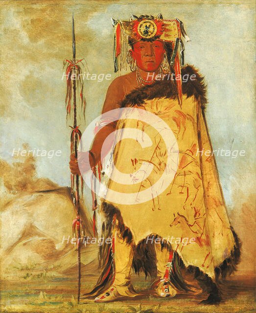 La-wée-re-coo-re-shaw-wee, War Chief, a Republican Pawnee, 1832. Creator: George Catlin.
