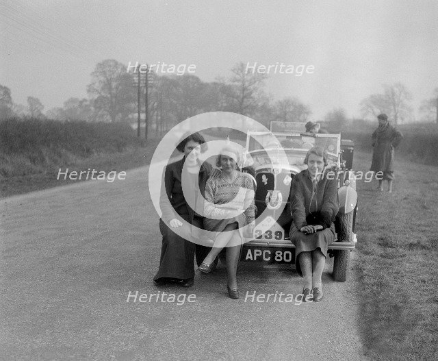 AC 4-seater tourer of Kitty Brunell, winner of Class 2 in the RAC Rally, 1933. Artist: Bill Brunell.