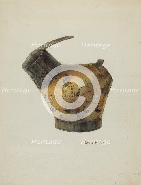 Japanned Coal Scuttle, c. 1940. Creator: John Hall.