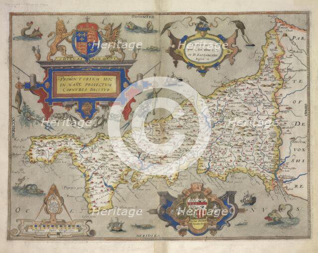 Map of Cornwall, 1579.  Creator: Christopher Saxton.