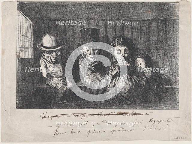 Et dire qu'il y a des gens qui voyagent pour leur plaisir pendant l'hiver!, 1864. Creator: Honore Daumier.