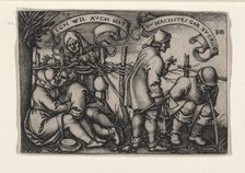 The farmers behind the hedge, from the episode "The Farmers' Festival or The Twelve..., 1546-1547. Creator: Beham, Hans Sebald (1500-1550).