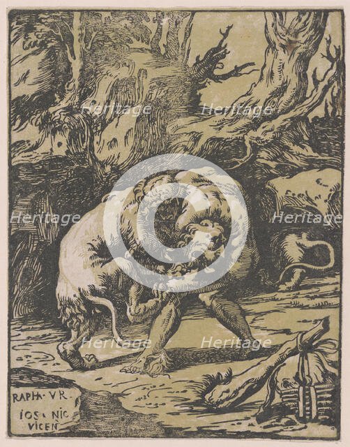 Hercules and the Nemean Lion, 1540-50., 1540-50. Creator: Niccolo Vicentino.