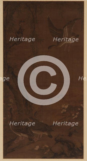 Willow, Geese, and Kingfisher, Ming dynasty, (16th century?). Creator: Unknown.