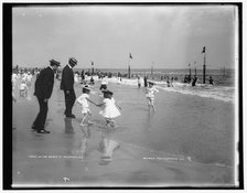 On the beach at Rockaway, N.Y., between 1901 and 1906. Creator: Unknown.