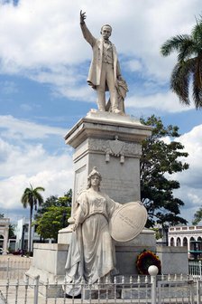 Statue of Jose Marti in the park in the city centre, Cienfuegos, Cuba, 2024. Creator: Ethel Davies.