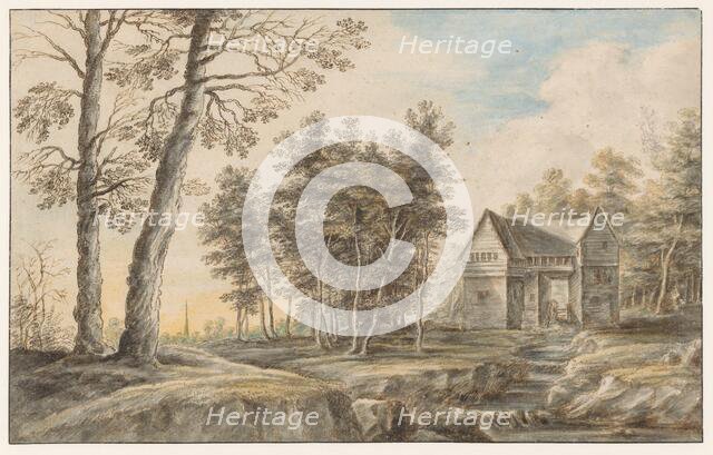 Landscape with a water mill, 1605-1673. Creator: Lucas van Uden.