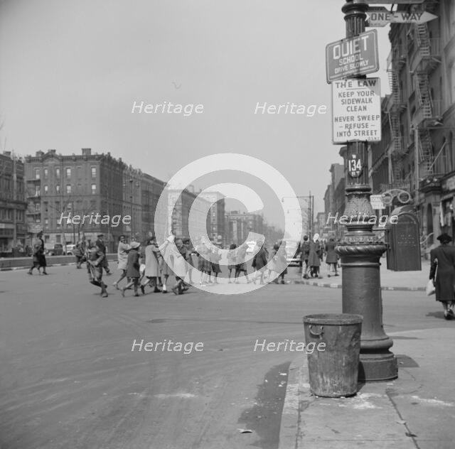 Many accidents are attributed to unpatrolled intersections in Harlem, New York, 1943. Creator: Gordon Parks.