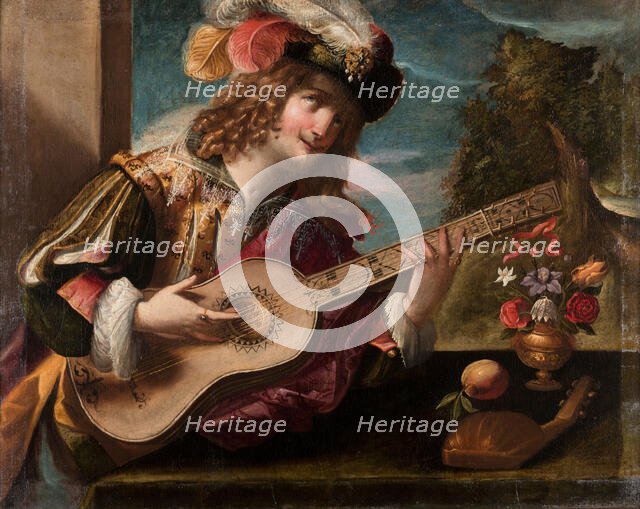 Ritratto di suonatore con chitarra (Portrait of a Guitar Player), 1636. Creator: Pombioli, Tommaso (1579-1636).