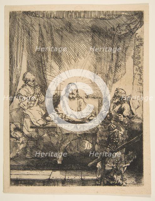 Christ at Emmaus: The Larger Plate, 1654. Creator: Rembrandt Harmensz van Rijn.
