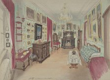 Drawing of an Interior: Cabinet du Salon, 1855. Creator: Anon.