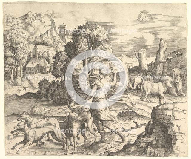 Diana the Huntress in a Landscape, ca. 1530-42. Creator: Vincenzo Caccianemici.
