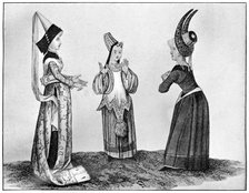 Horned and steeple headdresses, 15th century, (1910). Artist: Unknown