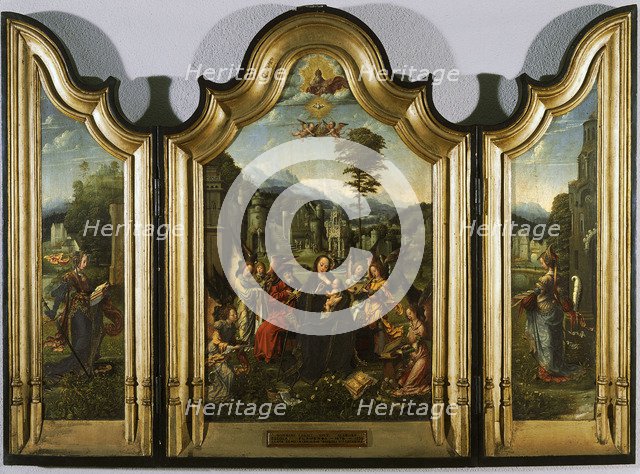 The Holy Family with Saint Catherine and Saint Barbara (Triptych), c. 1505. Artist: Gossaert, Jan (ca. 1478-1532)