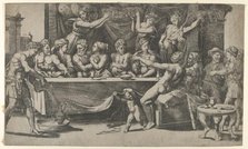The Olympian gods at the marriage feast of Cupid and Psyche, after Raphael, 1530-35. Creator: Master of the Die.