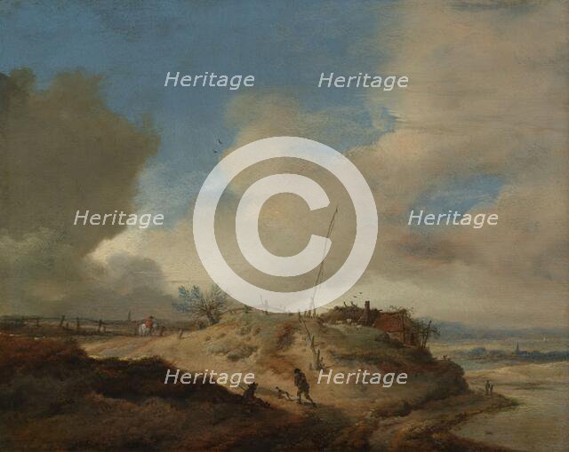 Dune Landscape with a Signal Post, c.1651-c.1653. Creator: Philip Wouverman.