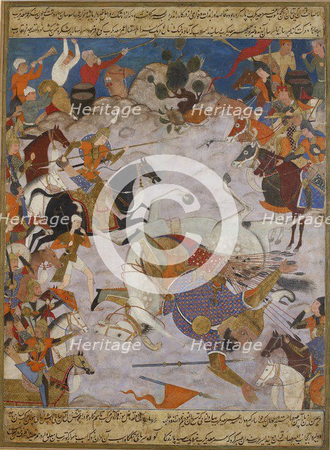 Amir Hamza defeats 'Umar-i Ma'di Karab, 1562-1565. Artist: Unknown.