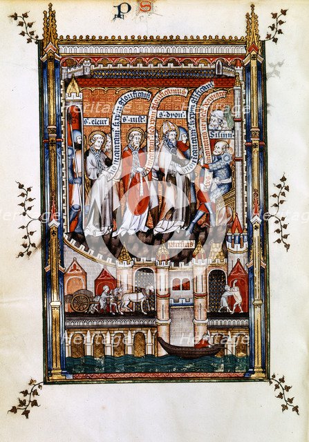 St Denis before Sissinius, 1317. Artist: Unknown