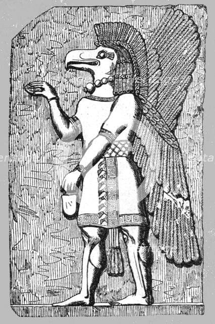 'Nisrock; at the entrance to the Nineveh Court, Crystal Palace, Sydenham', 1854. Creator: Unknown.