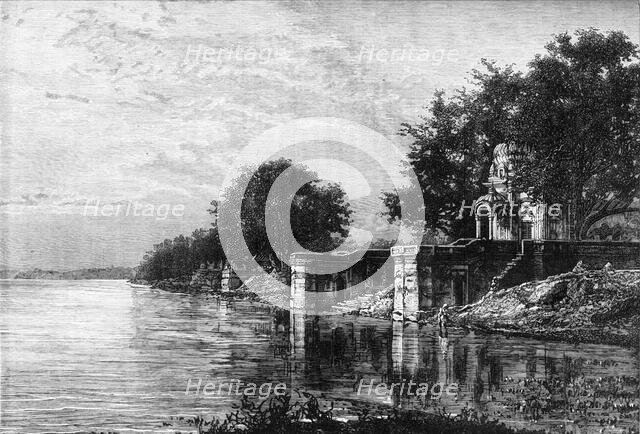 'View of the Suttee Chaora-Ghat, of Broad Staircase of Funerals, on the Ganges at Cawnpore', c1891. Creator: James Grant.