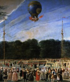 Ascent of a Montgolfier Balloon in Madrid 5 - Jul. 1784, flight by Boucle, oil on canvas.