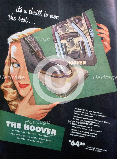 Hoover advert, 1946. Artist: Unknown