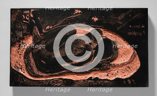 Manao tupapau (She Thinks of the Ghost or The Ghost Thinks of Her), from the Noa Noa Suite, 1893/94. Creator: Paul Gauguin.