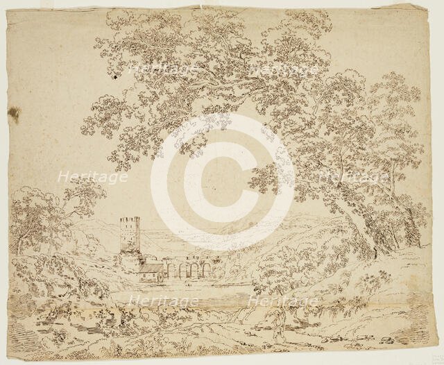 Landscape with Mill and Bridge, c1820-1848. Creator: Thomas Cole.