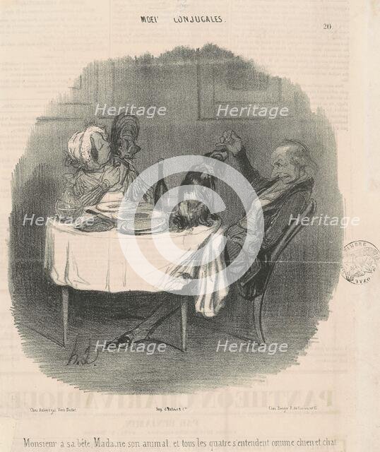 Monsieur a sa bête, Madame son animal..., 19th century. Creator: Honore Daumier.