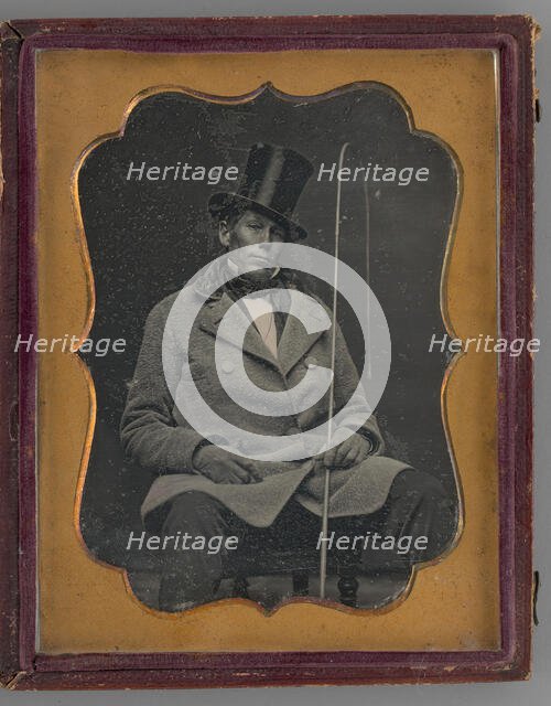 Untitled (Portrait of a Seated Man Wearing a Top Hat), 1848. Creator: Unknown.