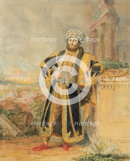 Portrait of His Excellency Alexandros Mavrokordatos (1791-1865) als a Greek freedom fighter in Turki