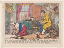 The Miseries of Human Life: Getting Up Early in a Cold Gloomy Morning...Before ..., October 9, 1807. Creator: Thomas Rowlandson.