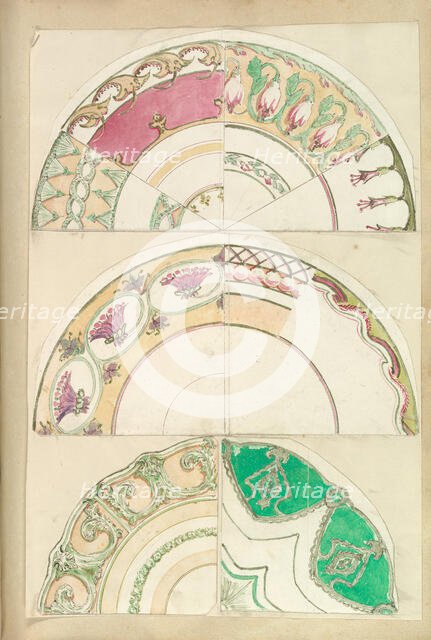Nine Designs for Decorated Plates, 1845-55. Creator: Alfred Crowquill.