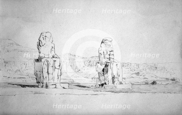 'Statues at Thebes', c1842. Artist: Richard Dudd