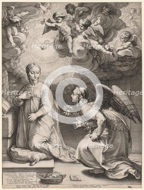 The Annunciation, 1594. Creator: Hendrick Goltzius (Dutch, 1558-1617).