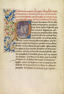 Initial P: Bishop Theophilus and His Companions Following a Star for Forty Days, about 1465-1470. Creators: Master of the Brussels Romuléon, Workshop of the Master of the Brussels Romuléon.