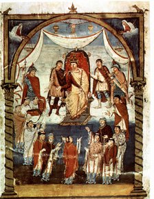 Miniature in a Gospel book from 10th century, Charles II 'The Bald' (823-877), king of France and…