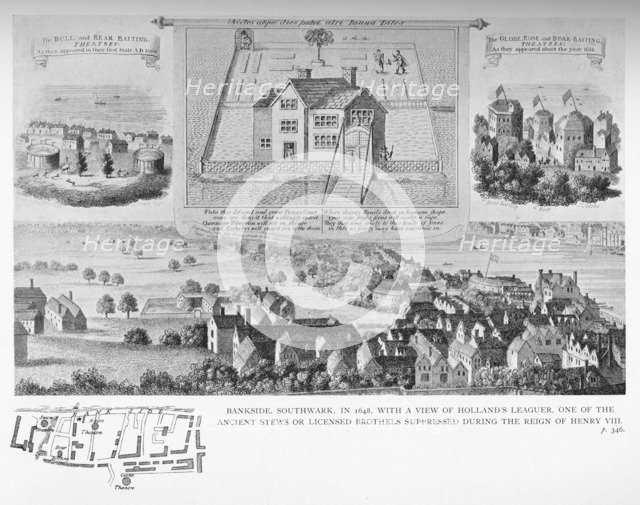 Bankside, Southwark, London, in 1648, 1818 (1904). Artist: Bartholomew Howlett.
