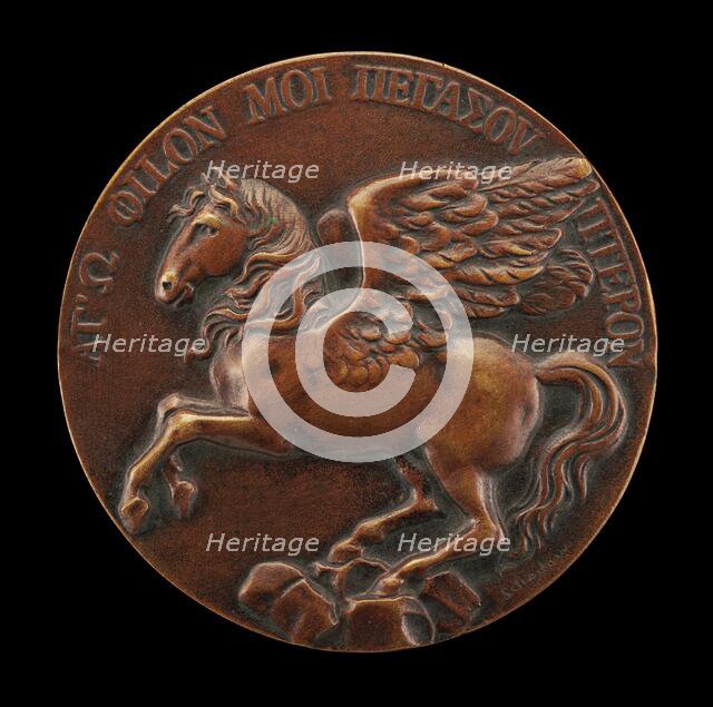 Pegasus Soaring above Parnassus [reverse], c. 1815. Creator: Unknown.