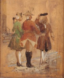 Holberg greets Jacob von Thyboe and Jean de France, 1825-1873. Creator: Wilhelm Marstrand.