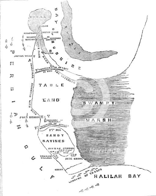 Plan of the Operations against Bushire, 1857. Creator: Unknown.
