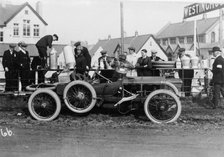 T Thornycroft with his Thornycroft car at a TT race, 1908. Artist: Unknown