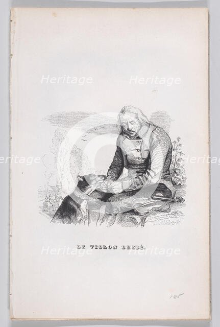 The Broken Violin from The Complete Works of Béranger, 1836. Creator: Theodore Maurisset.