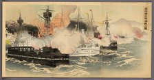 The Naval Battle and Capture of Haiyang Island (Kaiyoto senryo kaisen no zu), 1894. Creator: Ogata Gekko.