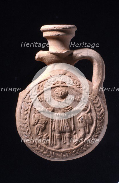 Pilgrim flask associated with the shrine of St Menas at Abu Mina, 5th-7th century. Artist: Unknown.