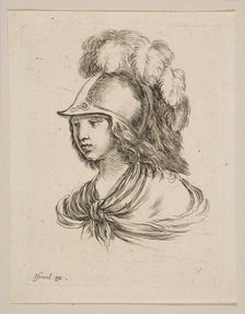 Head of Minerva, from 'Various heads and figures' (Diverses tétes et figures), 1650. Creator: Stefano della Bella.