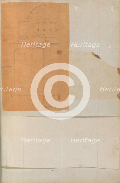 Page from a Scrapbook containing Drawings and Several Prints of Architecture, Int..., ca. 1800-1850. Creators: Workshop of Charles Percier, Workshop of Pierre François Léonard Fontaine.