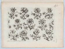 Series of Small Flower Motifs, Plate 6, ca. 1670-85., ca. 1670-85. Creator: Paul Androuet Du Cerceau.