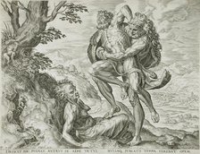 Hercules defeats Antaeus, 1563. Creators: Cornelis Cort, Hieronymus Cock.