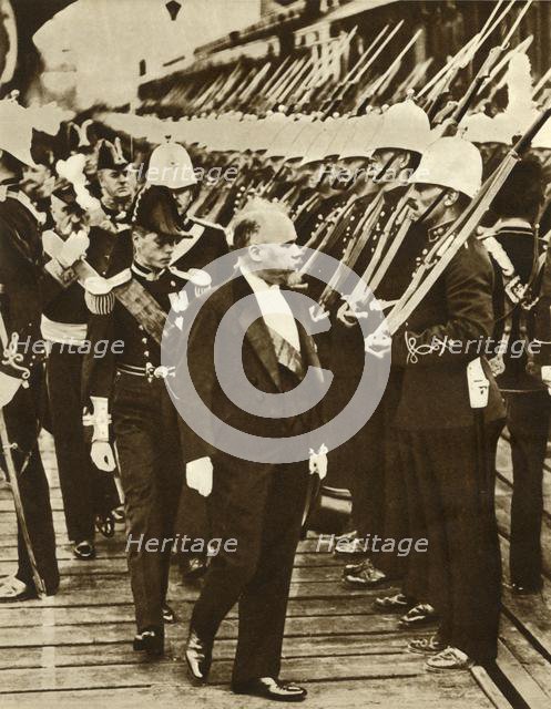 French President Raymond Poincaré with Edward, Prince of Wales, at Portsmouth, June 1913, (1935). Creator: Unknown.
